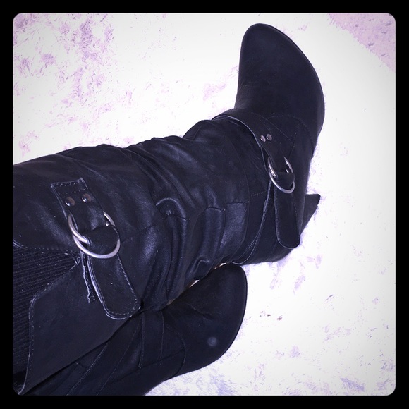 Charlotte Russe Shoes - Charlotte Russe Black Slouch Boots 9